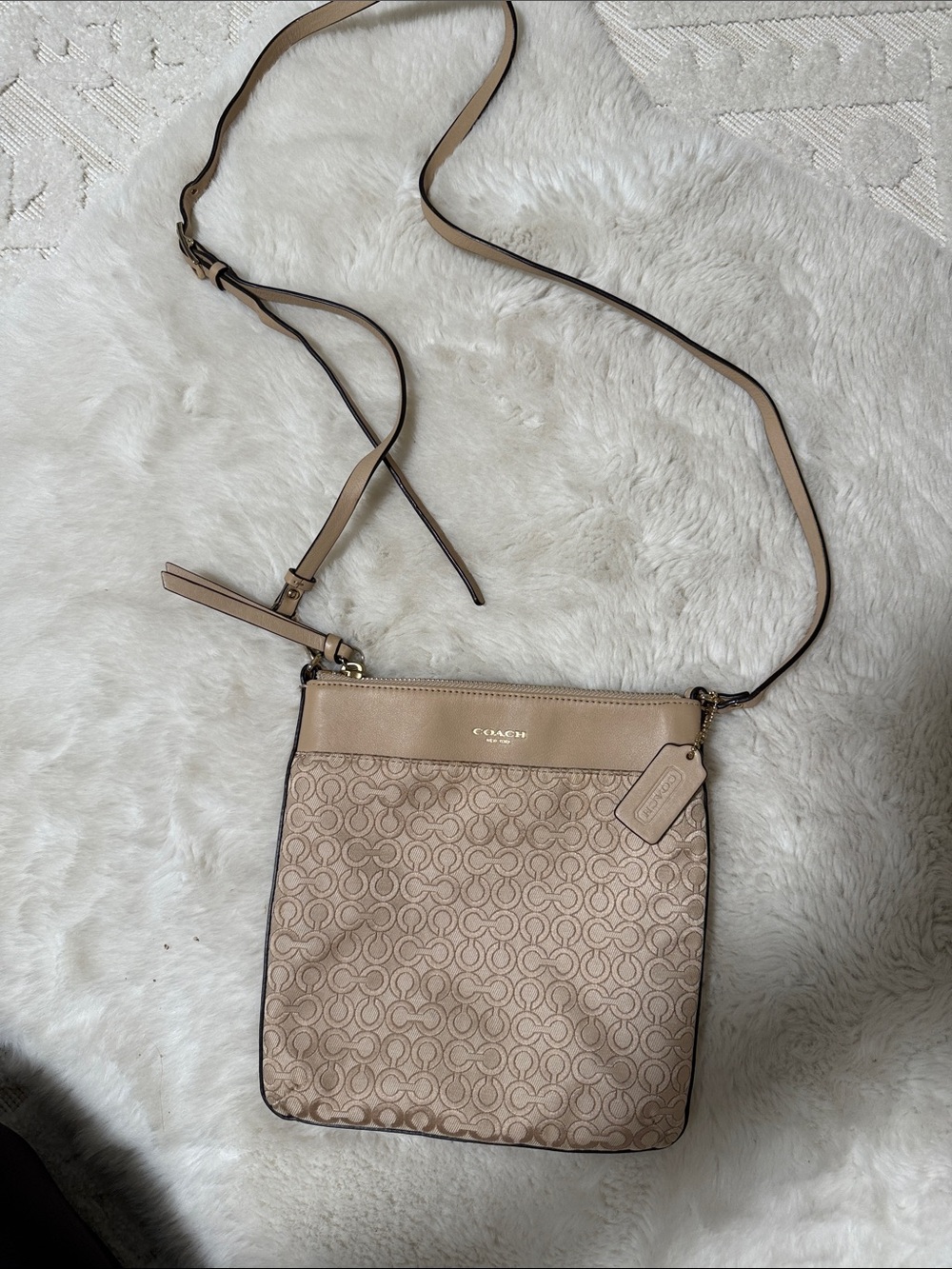 Coach Beige Signature Crossbody Bag